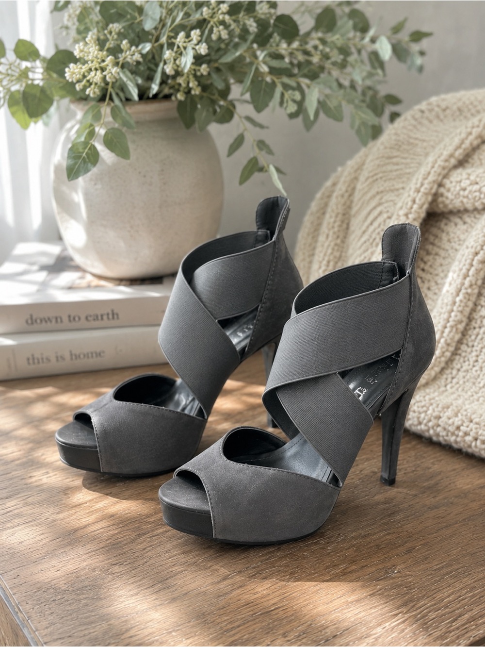 Pedro Garcia Black Crisscross Platform Stiletto Heels